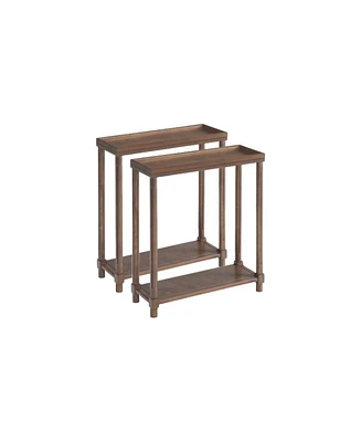 Set of Two Rectangular End Tables with Shelf – Practical and Stylish Wood for Small Spaces