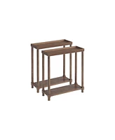 Set of Two Rectangular End Tables with Shelf – Practical and Stylish Wood for Small Spaces