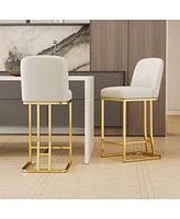 Set of 2 Modern Upholstered Bar Chairs with Metal Frame Counter Height Dining Stools for Kitchen Island Home Bar or Restaurant Seating-The Pop Home