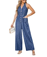 Cupshe Women's Denim Daze Wide Leg Jumpsuit