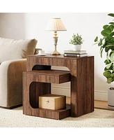 Tribesigns Nesting End Table Set, Walnut Side Table for Living Room, Night Stand Set for Bedroom, Small Spaces