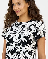 Ak Anne Klein Petite Printed Tulip-Sleeve Top