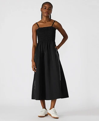 Steve Madden Women's Kit Smocked Side-Striped Midi Dress