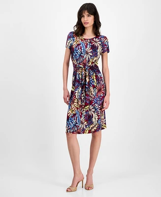 Connected Women's Printed Tie-Front Sheath Dress