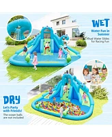 Inflatable Water Slide with Dual Slides and Large Splash Pool and Carry Bag (with 584W Blower)