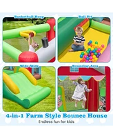 4-in-1 Inflatable Bounce House with Basketball Hoop and 480W Blower
