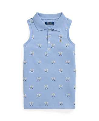 Polo Ralph Lauren Big Girls Tennis Print Mesh Sleeveless Shirt