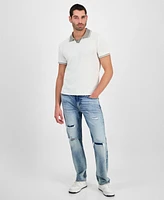 Guess Men's Weston Waffle-Knit Tipped Polo Shirt