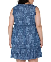 Liverpool Los Angeles Plus Sleeveless Frayed Dress