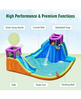 6-in-1 Inflatable Dual Water Slide Bounce House Without Blower