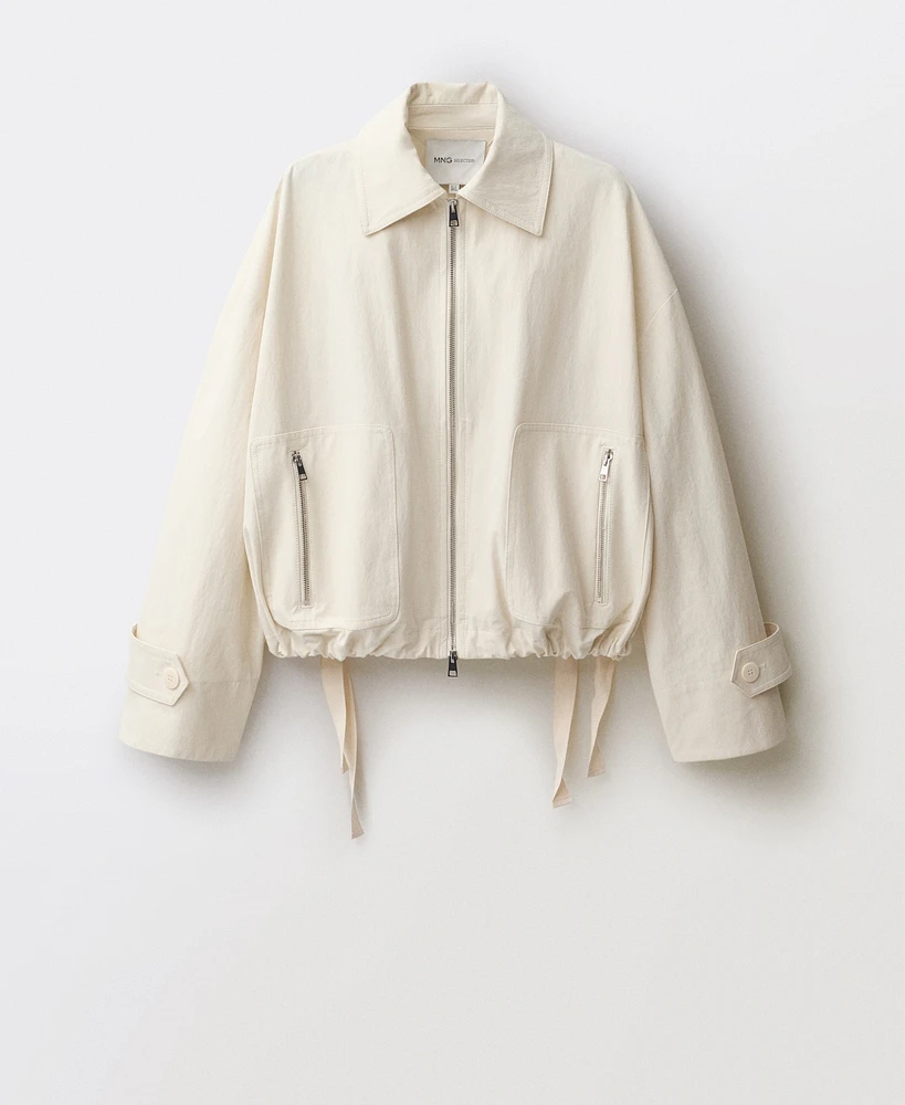Mango Women's Adjustable Hem Bomber Jacket