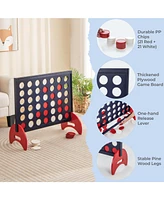 4-in-a-row Game Set Wooden Jumbo 4-to-Score with Carrying Bag