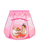 Pink Portable Kid Play House Play Tent with 100 Balls