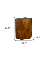 24-Inch Brown Solid Wood End Table Classic Accent Table for Living Room