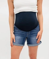 1822 Denim Maternity Over the Bump Cuffed Denim Short