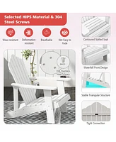 Gymax Patio Hips Outdoor Weather Resistant Slatted Chair Adirondack w/ Cup Holder