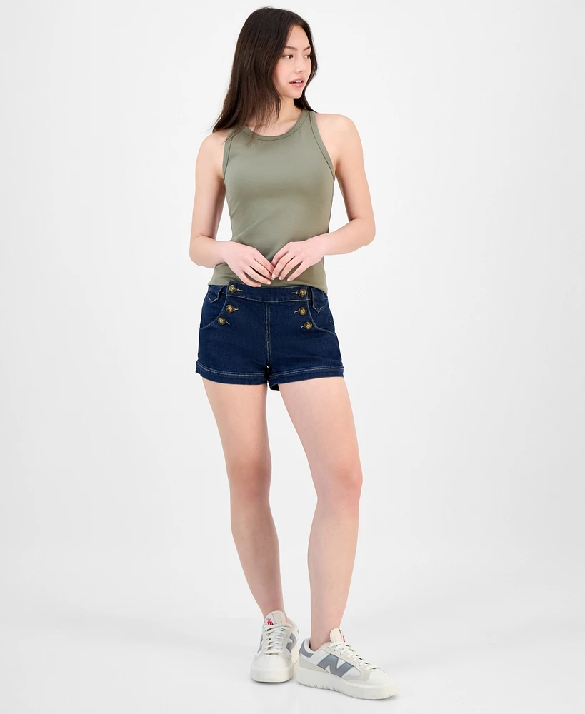 Almost Famous Juniors' Mid-Rise Button-Side Sailor Shorts