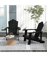 Gymax Patio Hips Outdoor Weather Resistant Slatted Chair Adirondack w/ Cup Holder