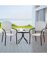 Gymax Set of 4 Patio Rattan Dining Chairs Stackable Armrest No Assembly