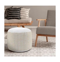 Jute Round Geometric Pouf Ottoman for Living Room and Bedroom