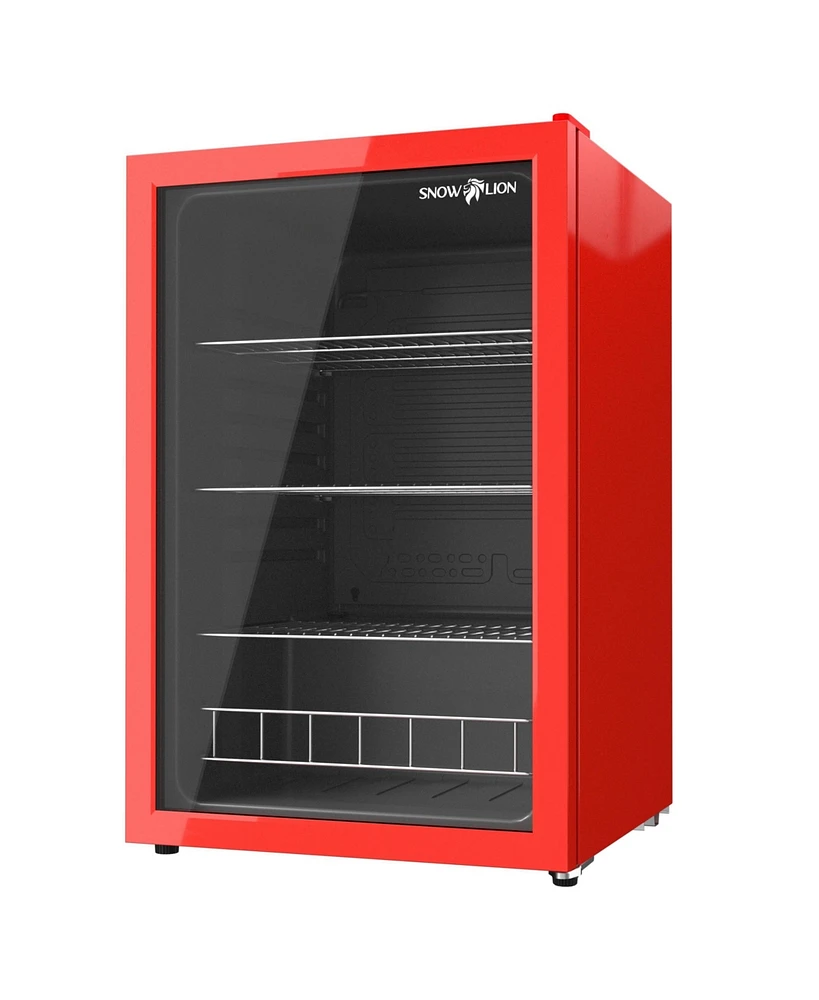 SnowLion Premium 131L Beverage Refrigerator 4.6 Cu.ft. Freestanding Mini Fridge With Glass Door in