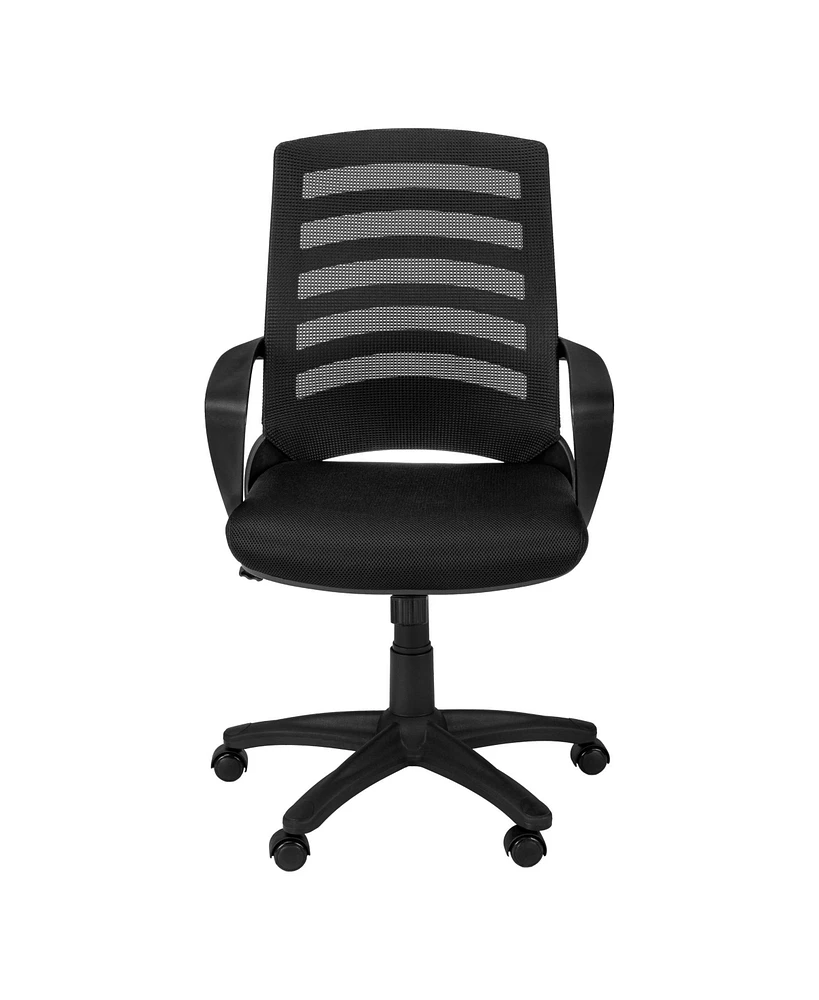 Black Polyester Seat Swivel Adjustable Task Chair Mesh Back Plastic Frame