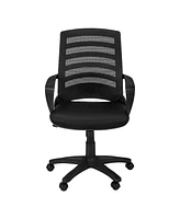 Black Polyester Seat Swivel Adjustable Task Chair Mesh Back Plastic Frame