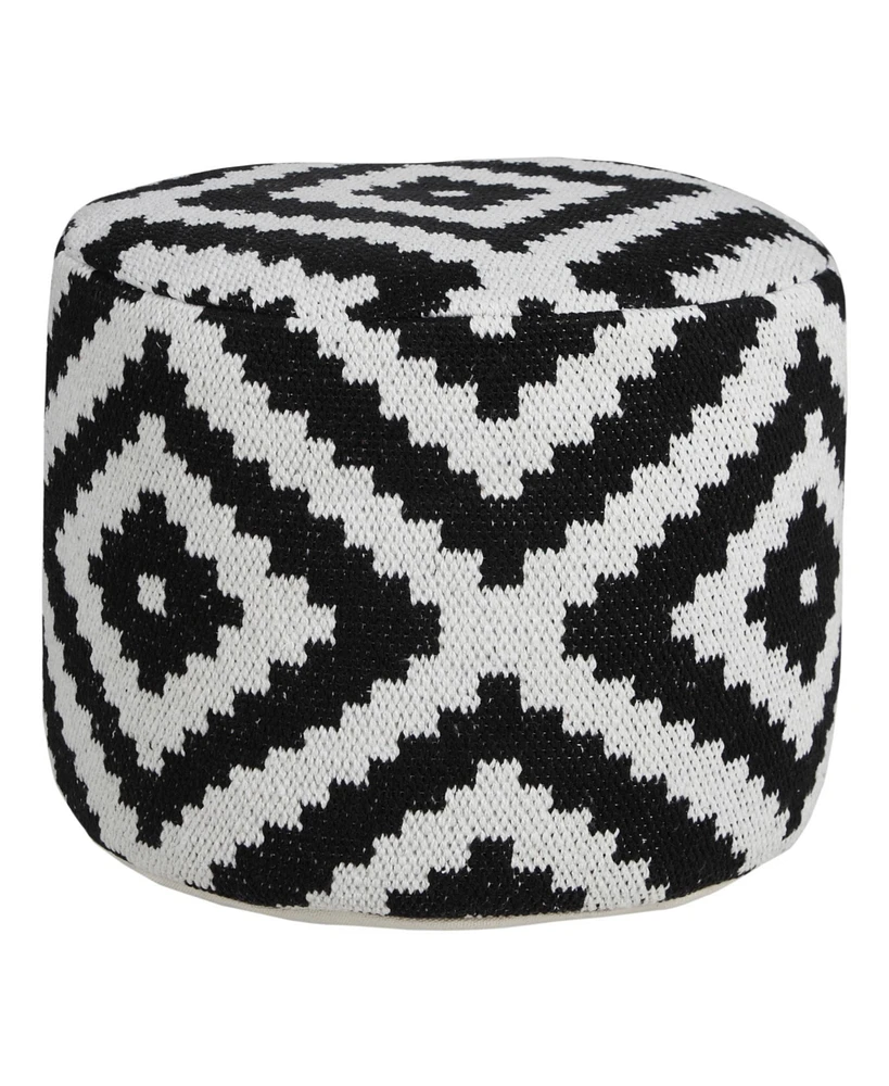 18" Black Cotton Blend Ottoman