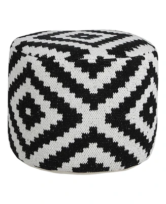 18" Black Cotton Blend Ottoman
