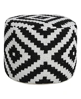 18" Black Cotton Blend Ottoman