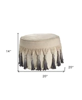 20" Beige 100% Cotton Ottoman