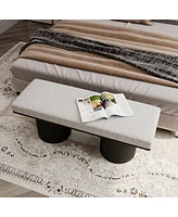 Upholstered Bed End Bench with Chunky Round Legs Modern Boucle Fabric Accent for Bedroom Living Room Entryway Footrest Seating-The Pop Home