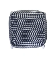 18" Blue 100% Cotton Ottoman