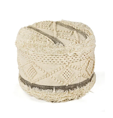 Round Wool Ottoman for Comfortable Footrest and Living Room Seating