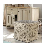 Cotton Fabric Ottoman for Living Room Seating and Cozy Decor