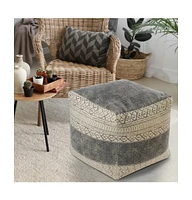 Cotton Pouf Ottoman for Extra Seating and Comfortable Footrest