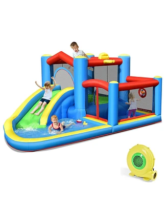 Inflatable Kids Water Slide Bounce Castle with 480W Blower