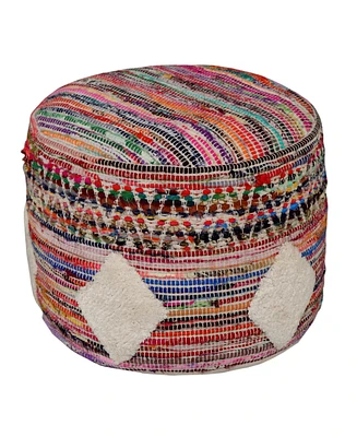 Cotton Blend Ottoman for Living Room Bedroom Seating and Home Decor