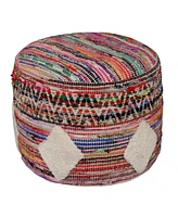 Cotton Blend Ottoman for Living Room Bedroom Seating and Home Decor