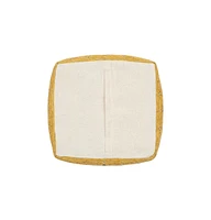 18" Yellow Polyester Blend Ottoman
