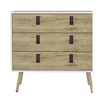 Wooden Three Drawer Dresser for Clothes and Bedroom Storage