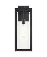 Titan Modern Outdoor Wall Light Fixtures Set of 2 Mystic Black Rectangular Box Frame 20" Clear Glass Panels for Post Exterior Barn Deck House Por