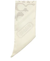 Coach Textured Signature Print Silk Skinny Scarf