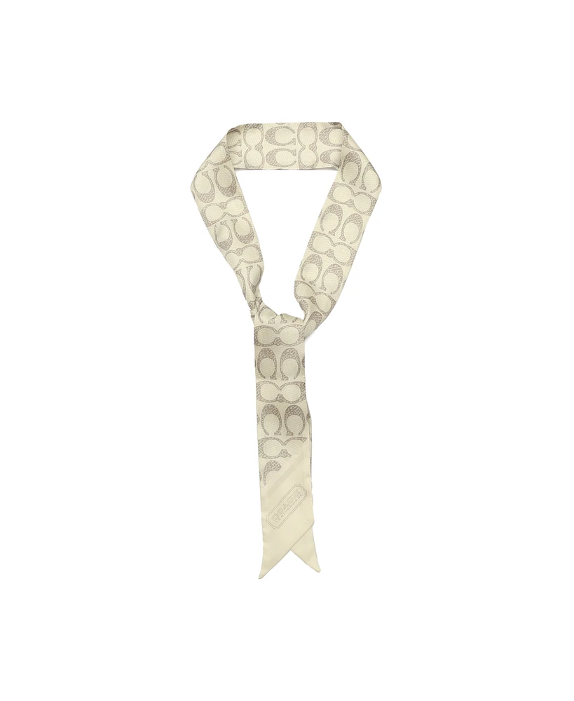 Coach Textured Signature Print Silk Skinny Scarf