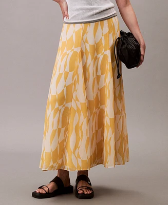 Calvin Klein Women's Chiffon Printed Midi Skirt