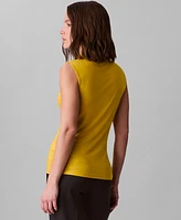 Calvin Klein Women's Sleeveless Mock-Neck Ruched Top
