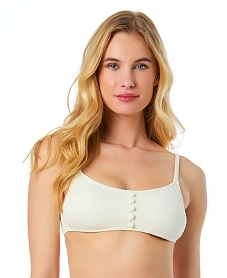 CeCe Women's La Vie A Mer Textured Button-Front Bikini Top