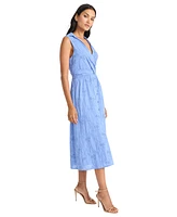 Maggy London Women's Cotton Eyelet V-Neck Shirtdress