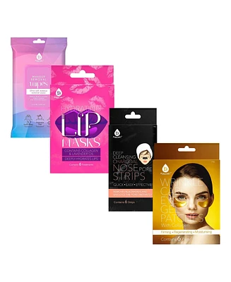 Pursonic Radiant Skin & Lip Care Bundle – Makeup Removal Wipes, Wrinkle Care Eye Gel Patches, Hydrating Lip Masks, & Deep Cleansing Charcoal No