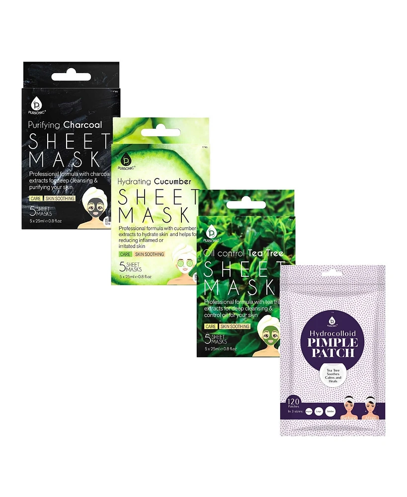 Pursonic Acne Care & Hydration Essentials Bundle – Hydrocolloid Pimple Patches & Multi-Mask Sheet Collection